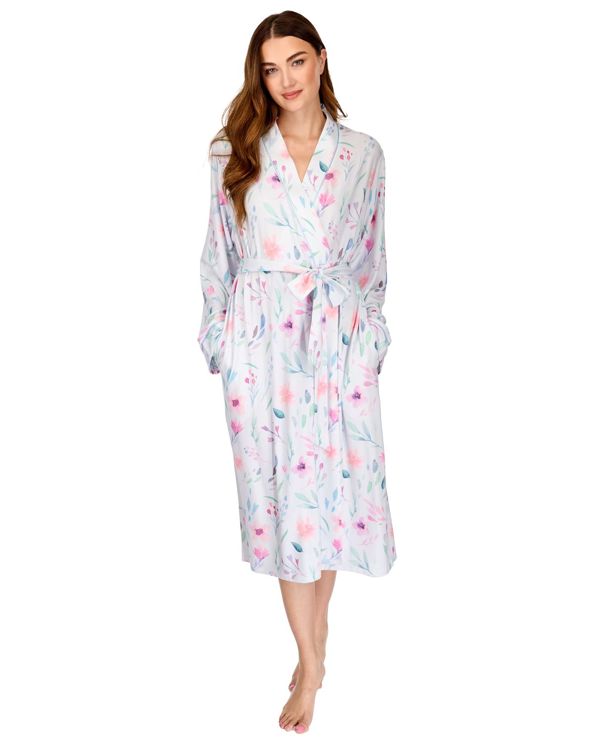 La Marquise Womens 'Watercolours' Long Sleeve Wrap Robe