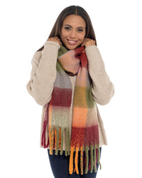Foxbury Womens Checked Brushed Blanket Scarf