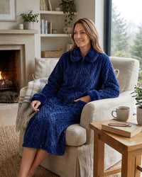 Marlon Womens Faux Fur Puff Fleece Zip Robe