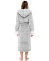 Womens Textured Fleece Sherpa Trim Dressing Gown