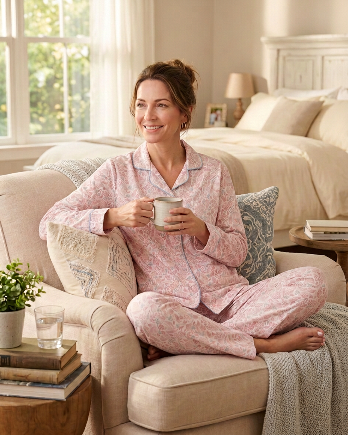 Marlon Womens 100% Cotton Wincyette Button Pyjamas