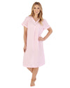 Slenderella Womens Textured Stripe Short Sleeve Nightie