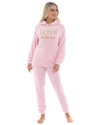 Womens Polished Fleece Slogan Hooded Pyjamas