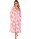 Slenderella Womens 46" Floral Flannel Fleece Zip Housecoat