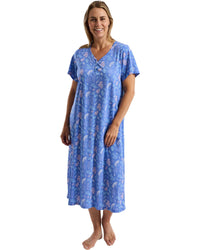 Marlon womens Autumn Leaf Jersey Longer Length Nightdress