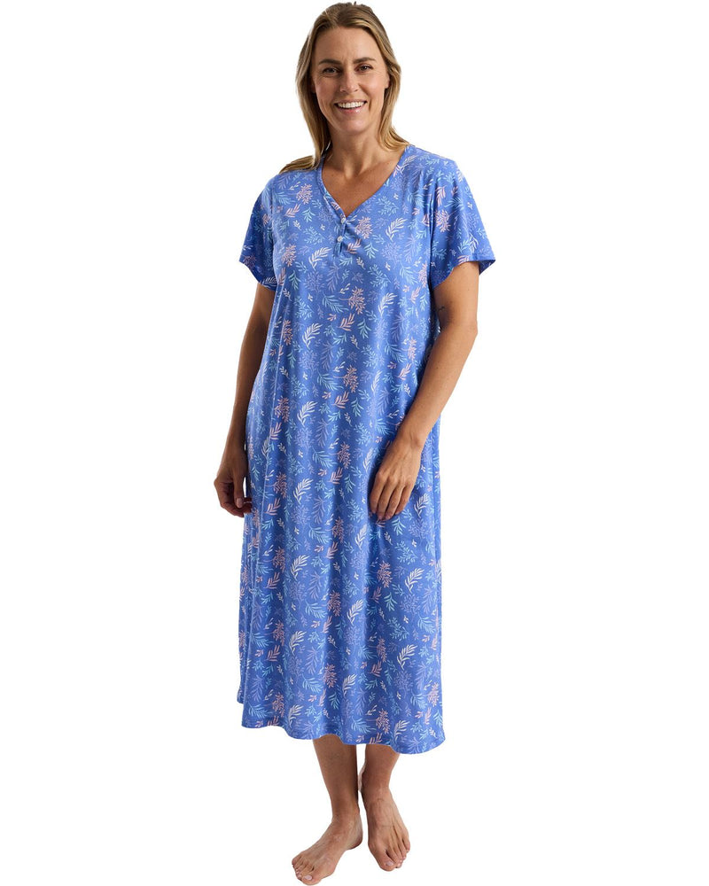 Marlon womens Autumn Leaf Jersey Longer Length Nightdress
