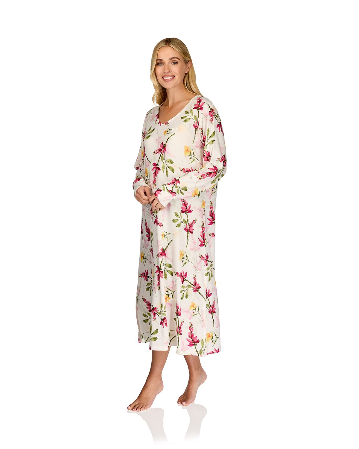 La Marquise Womens 'Berry & Blue' 43" & 50" Long Sleeve Jersey Nightie
