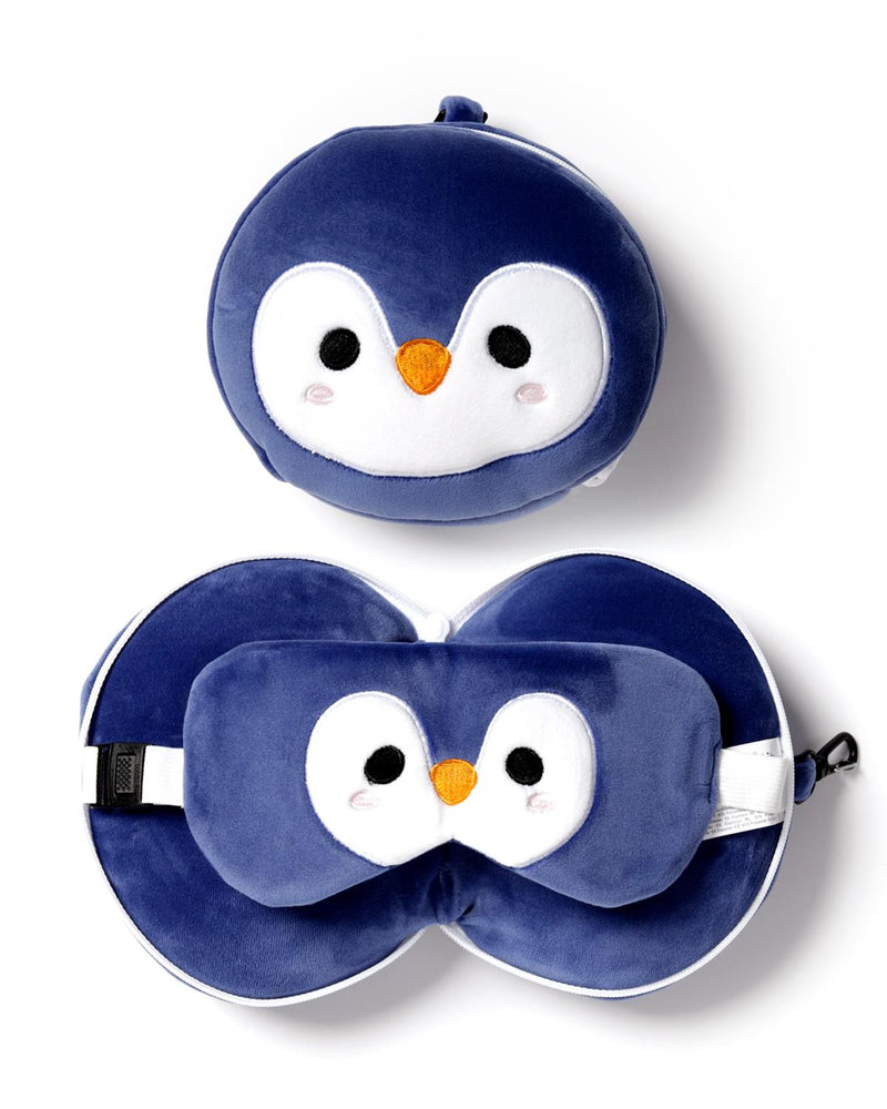 Relaxeazzz Penguin Plush Travel Pillow & Eye Mask
