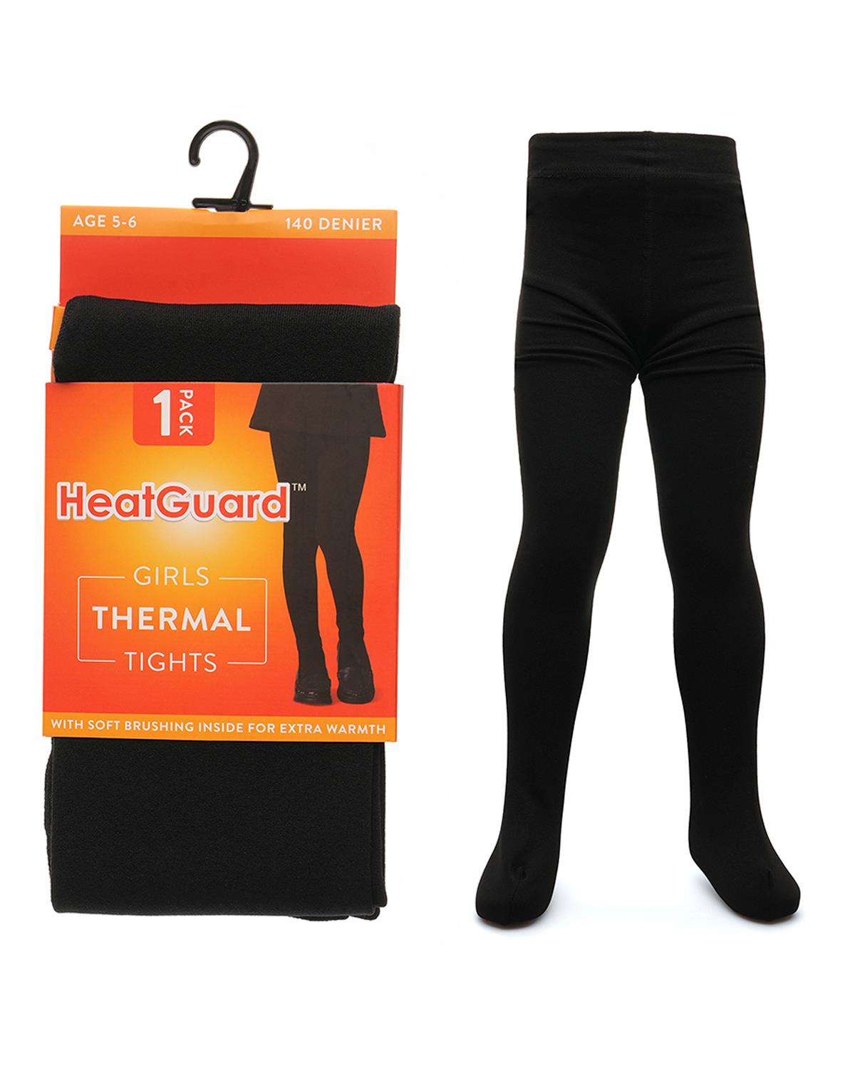 HeatGuard Girls Black 140 Denier Thermal Tights