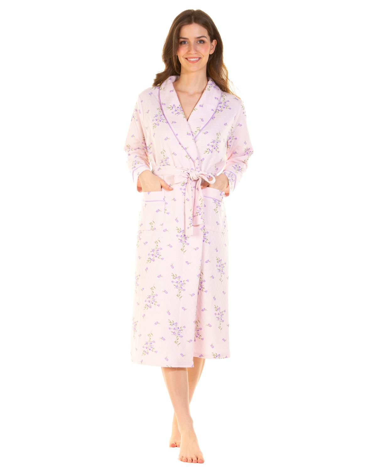 La Marquise Womens Primrose in Bloom Mock Quilt Robe