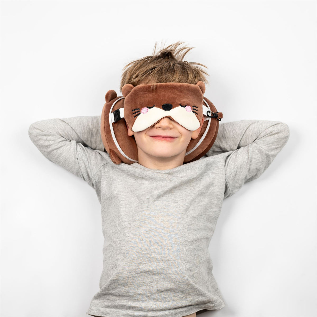 Relaxeazzz Henry the Otter Plush Travel Pillow & Eye Mask