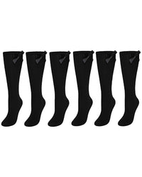 6 Pairs Girls Knee High Socks With Ribbon Bow