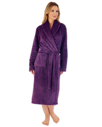 Slenderella Womens Chevron Fleece Dressing Gown