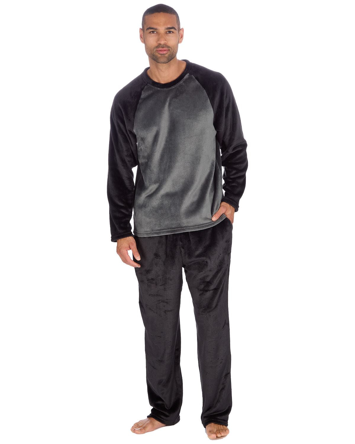 Cargo Bay Mens Polished Fleece Plain Pyjama Set