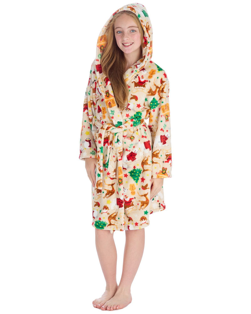 Huggable Kids Christmas Hooded Dressing Gown