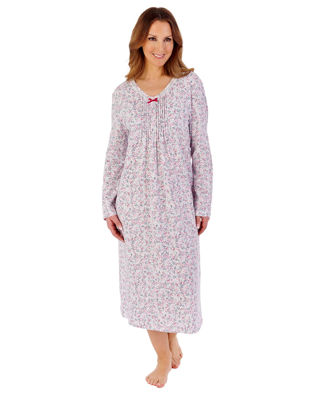 Slenderella Womens Multicoloured Floral 45" Long Sleeve Nightdress
