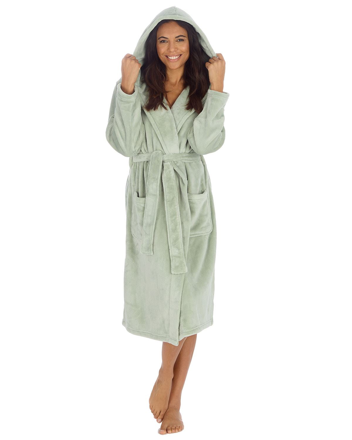 Huggable Womens Super Soft Flannel Fleece Hooded Robe