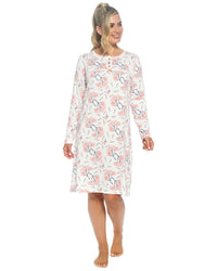 Wolf & HArt Womens Floral AOP Cotton Nightie with Trim