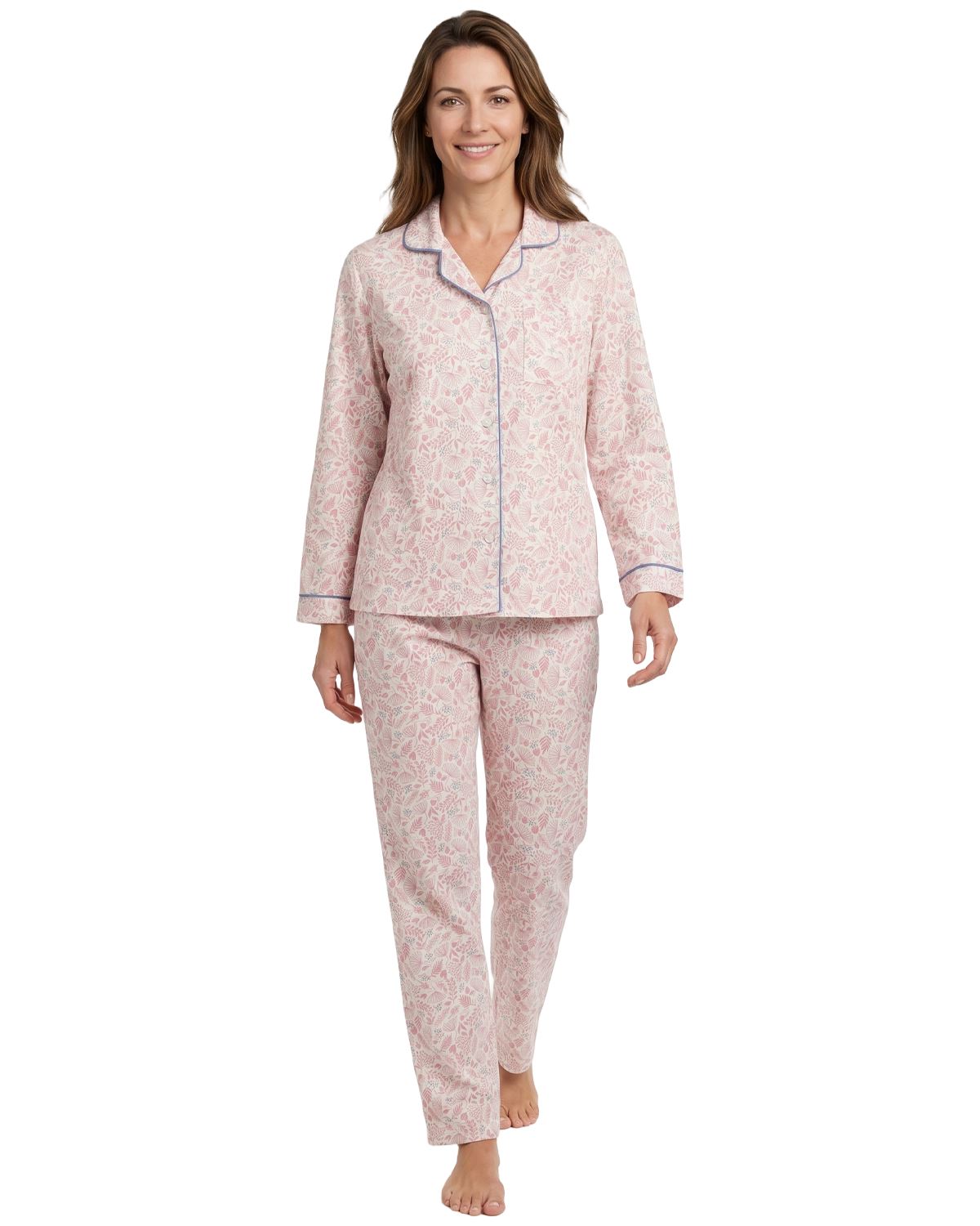 Marlon Womens 100% Cotton Wincyette Button Pyjamas
