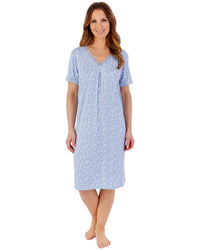 Slenderella Womens Gaspe 40" Supersoft Floral Short Sleeve Nightdress