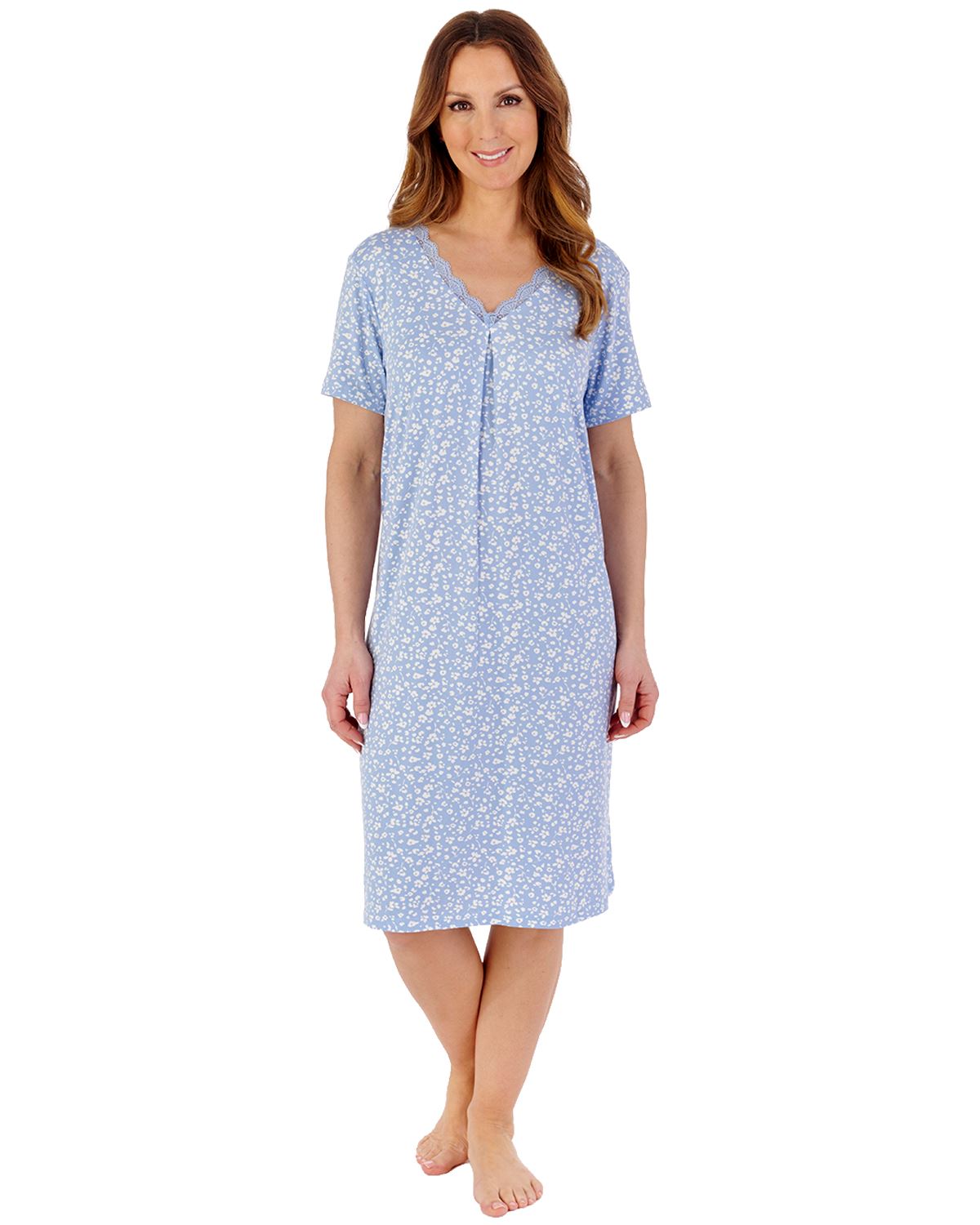 Slenderella Womens Gaspe 40" Supersoft Floral Short Sleeve Nightdress
