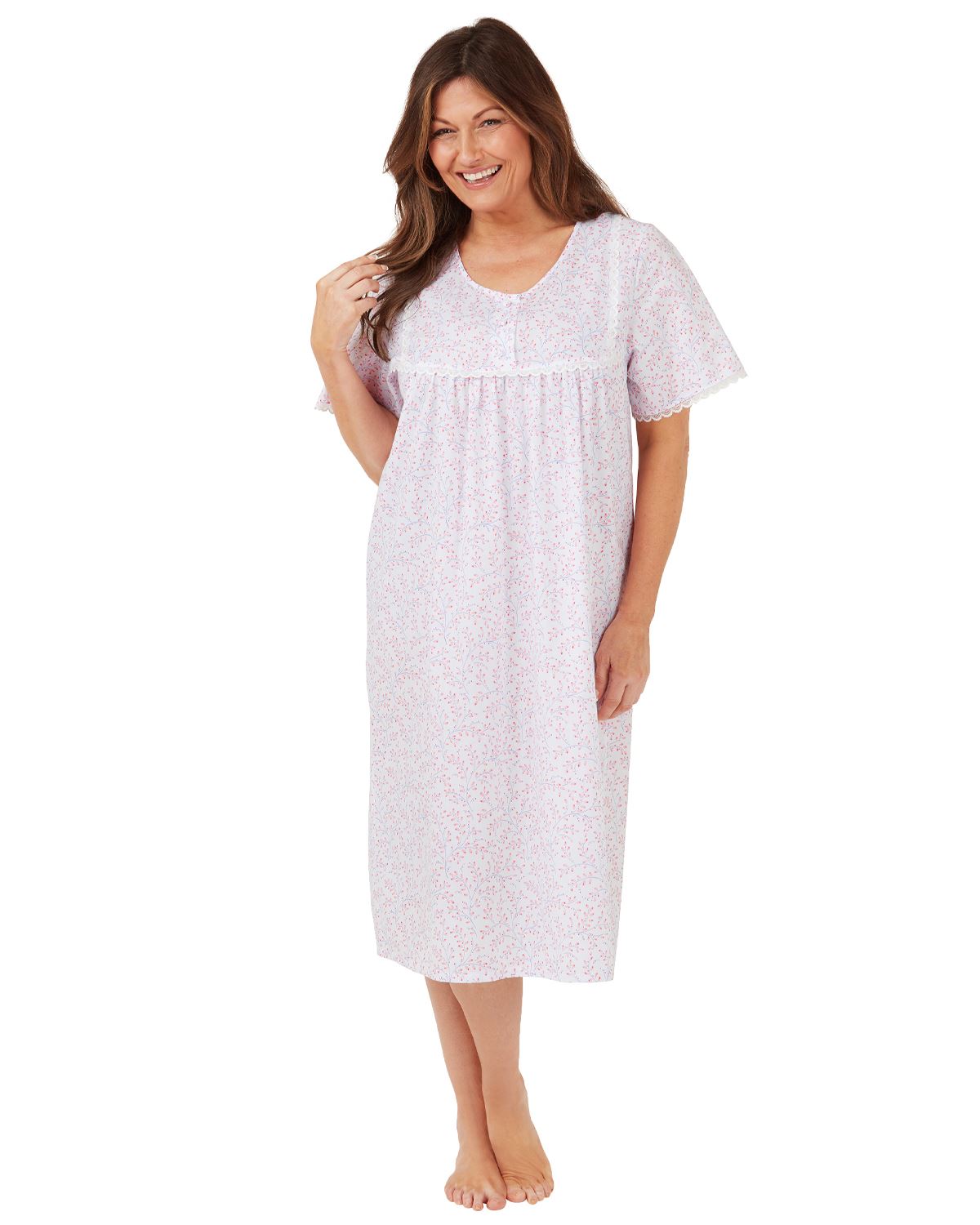Marlon Womens Short Sleeve 45" Woven Nightie