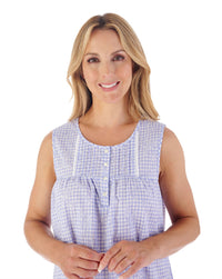 Slenderella Womens 40" Floral Gingham Sleeveless Nightie