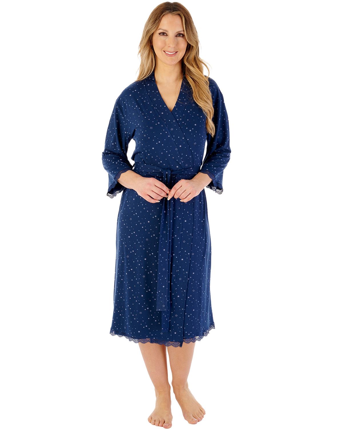 Gaspe by Slenderella Womens Supersoft Star Print 42" Kimono Wrap