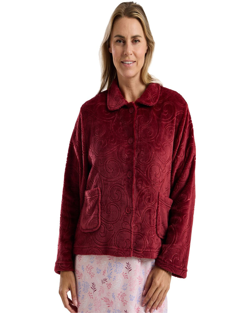 Marlon Womens Swirl Fleece Button Bedjacket