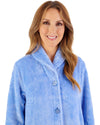 Slenderella Womens Floral Embossed Fleece 46" Button Housecoat