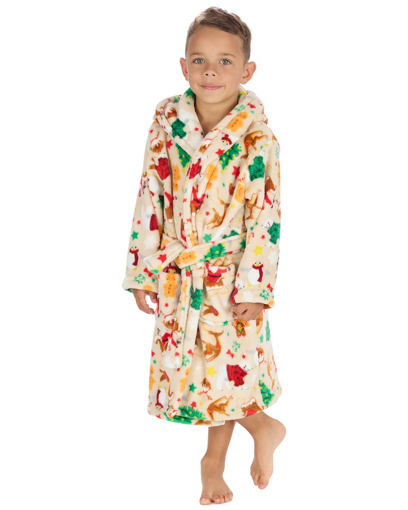 Huggable Kids Christmas Hooded Dressing Gown