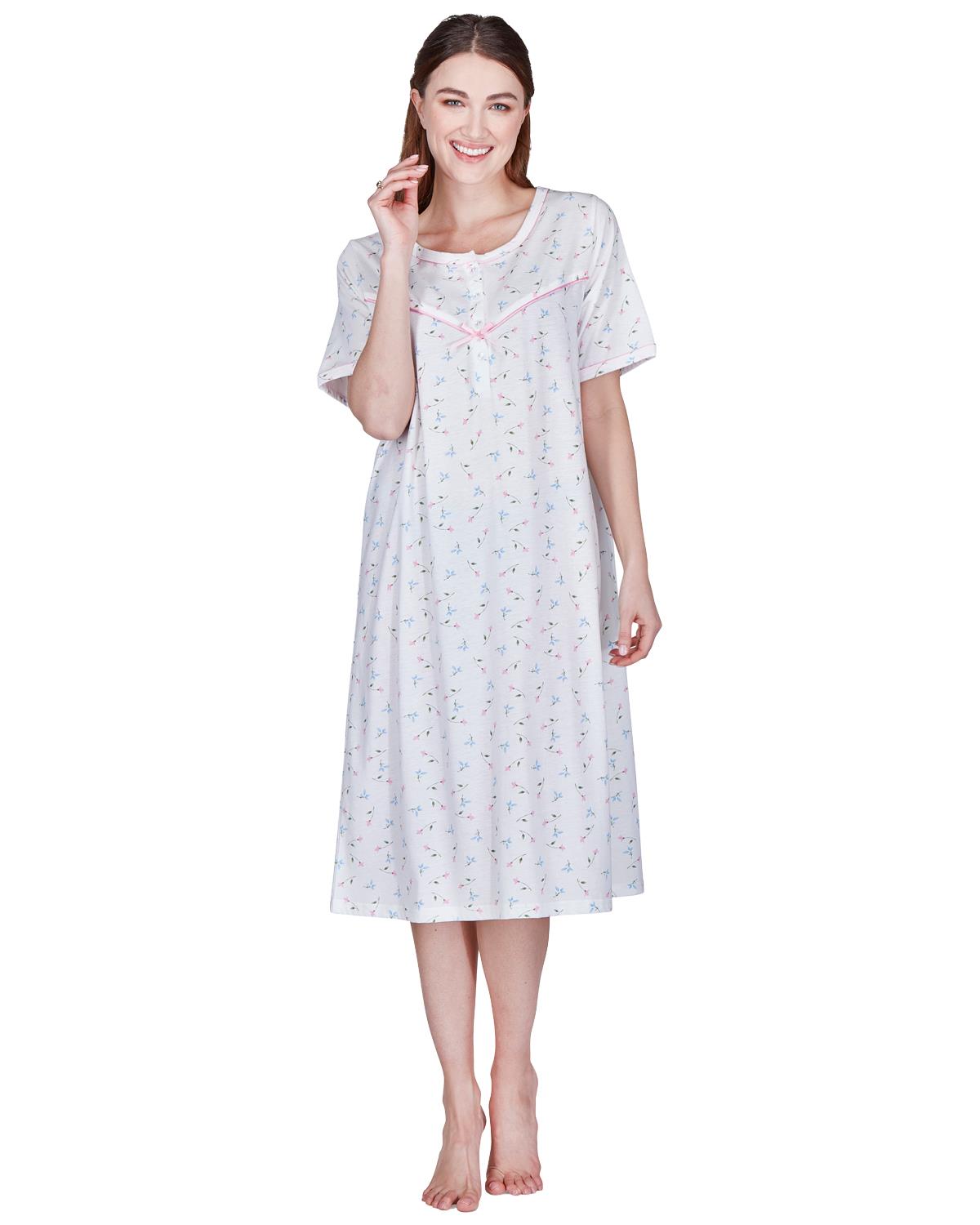 La Marquise Womens Flower Leaf Jersey Short Sleeve Nightie