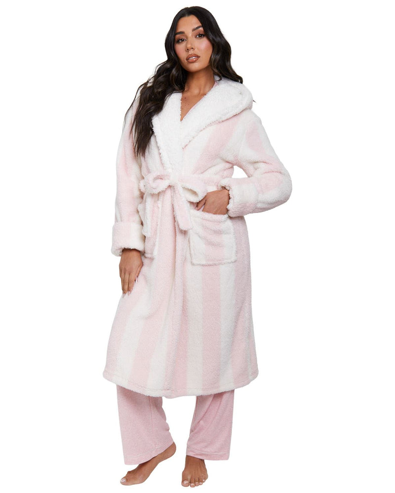 Loungeable Womens Chunky Sherpa Hooded Dressing Gown