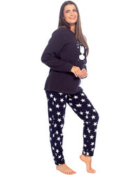 Wolf and Harte Womens Penguin Sherpa Top with Fleece Pants Pyjamas