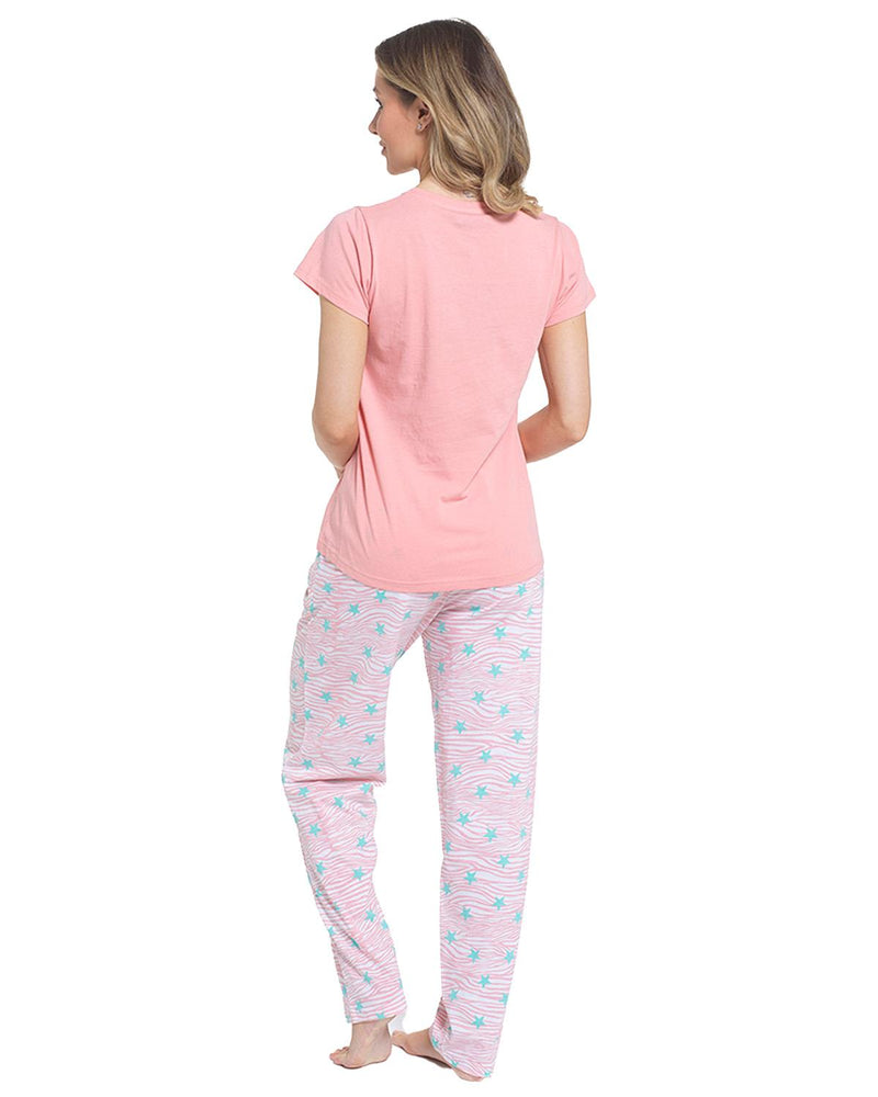 Ladies Sweet Dreams Blossom Star Print Pyjama Set