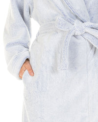 Ladies Super Soft Fleece Longpile Shawl Collar Wrap Dressing Gown Robe