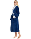 La Marquise Womens 'Blue Leopard' Supersoft Shawl Collar Robe