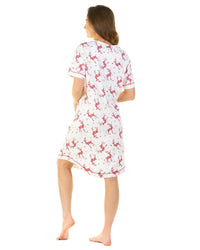 La Marquise Womens Festive Prints Short Sleeve Nightie