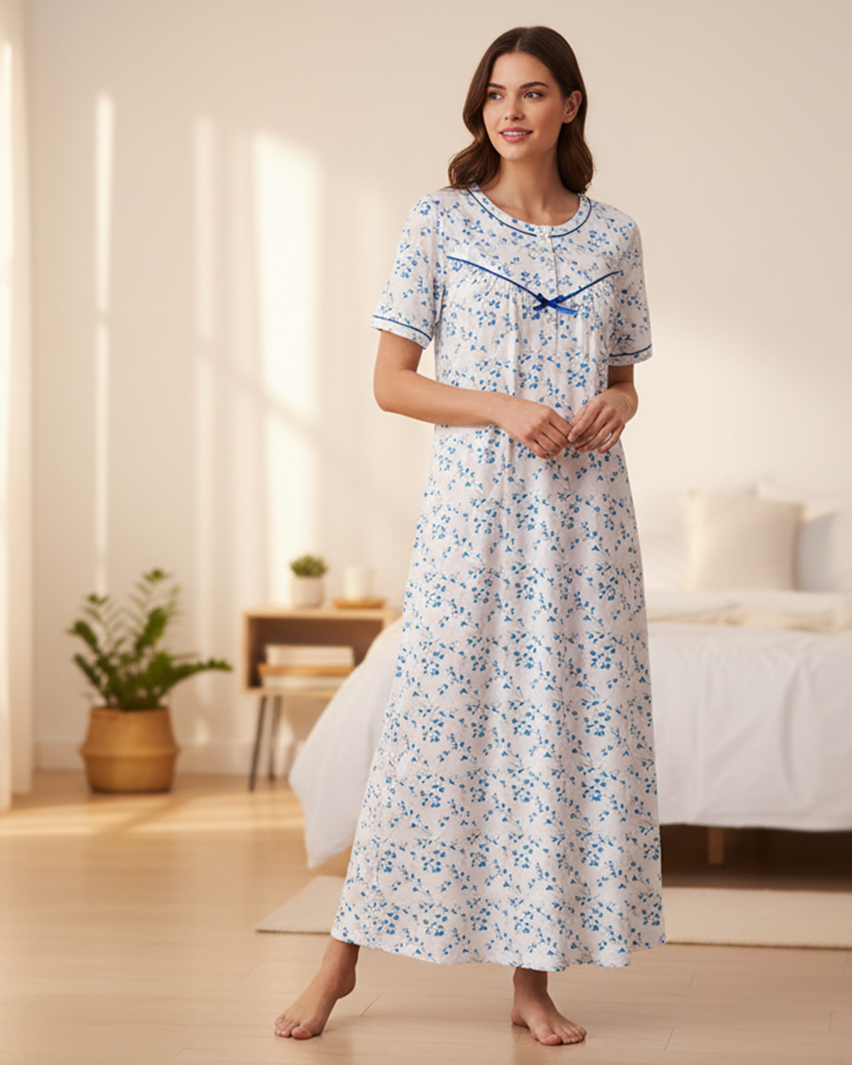 La Marquise Womens 'Moonlit Tulip' 43" & 50" Short Sleeve Nightie