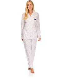 La Marquise Womens 'Velvet Rose' Long Sleeve Button Pyjamas
