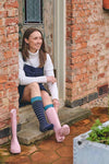 HJ Hall Womens Cotton Striped Welly Socks