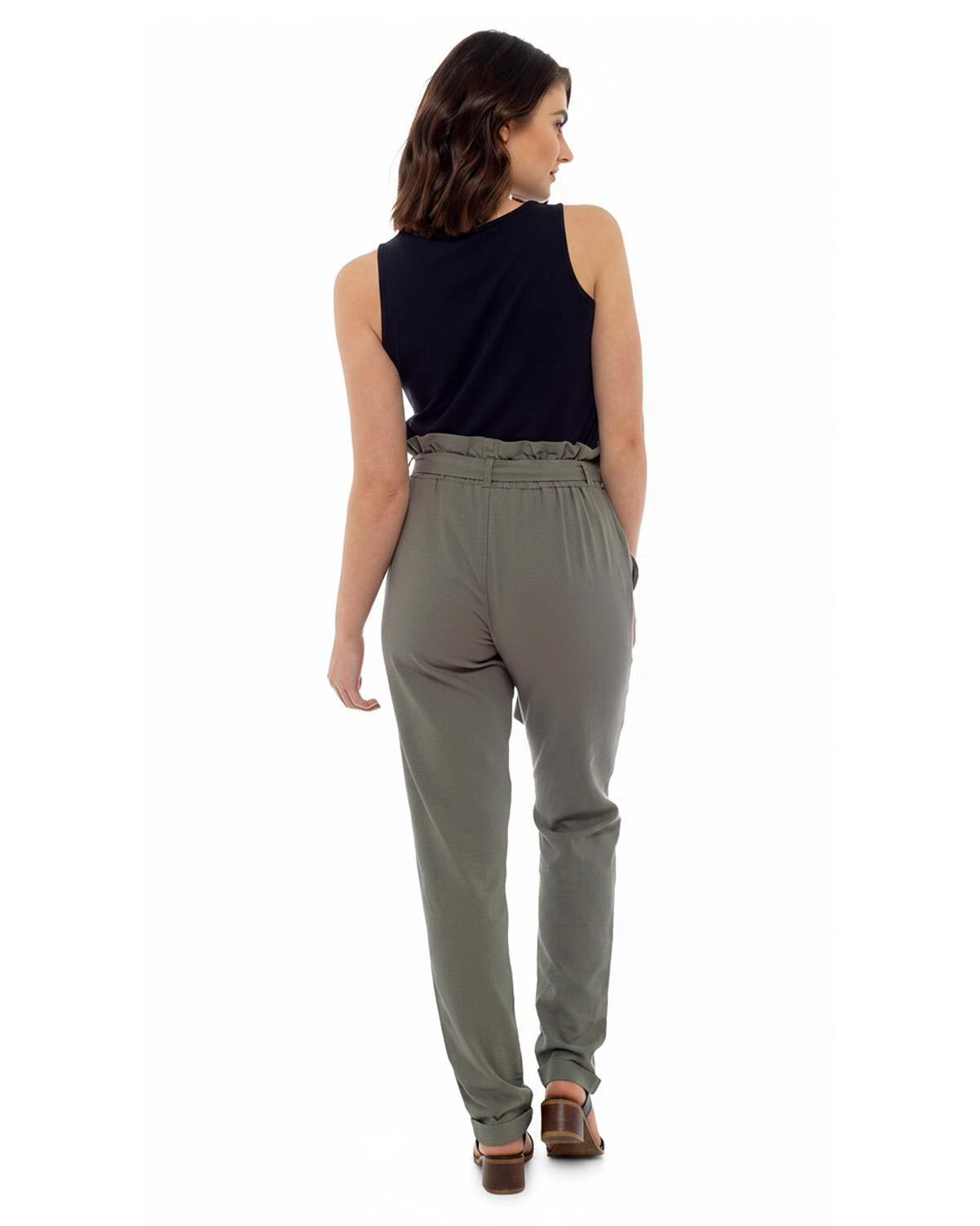 Indigo Roc Womens Linen Paperbag Waist Trousers