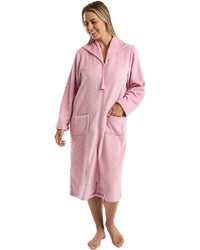 Marlon Womens Swirl Fleece Zip Housecoat