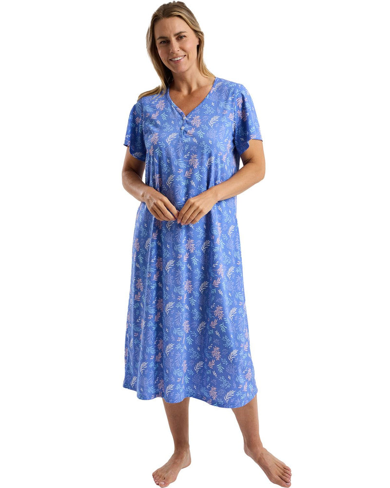 Marlon womens Autumn Leaf Jersey Longer Length Nightdress