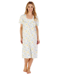 Slenderella Womens 42" Watercolour Floral Woven Nightie