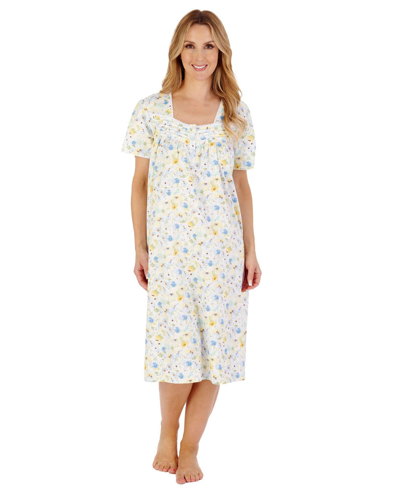 Slenderella Womens 42" Watercolour Floral Woven Nightie