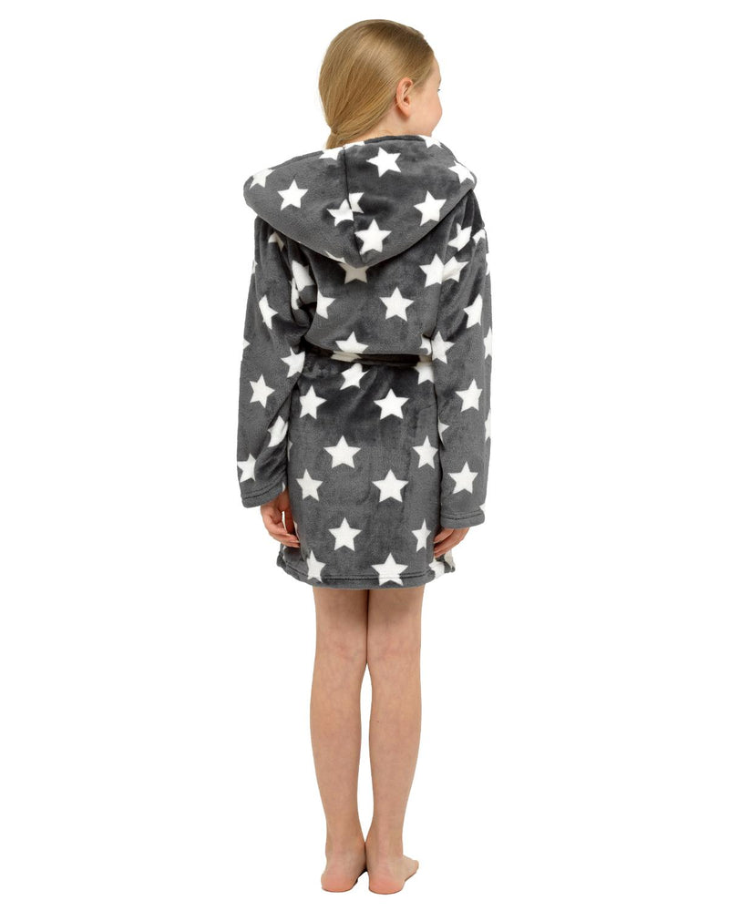 Slumber Hut Girls Grey Star Print Dressing Gown Slumber Hut Girls Grey Star Print Dressing Gown