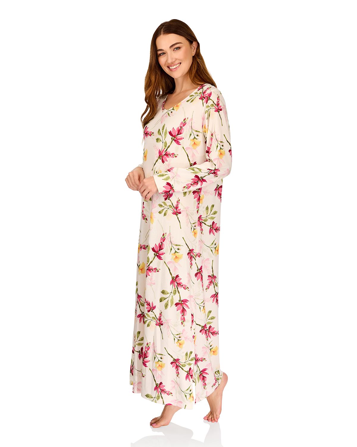 La Marquise Womens 'Berry & Blue' 43" & 50" Long Sleeve Jersey Nightie