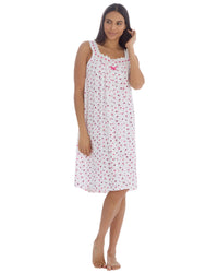 Cottonique Womens Sleeveless Cotton Floral Nightie