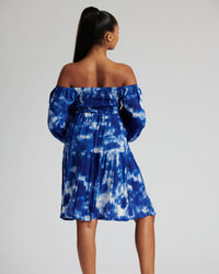Pistachio Womens Bardot Blue Tie Dye Dress